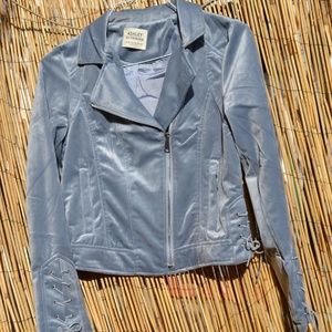 Moto Jacket Blue Suede